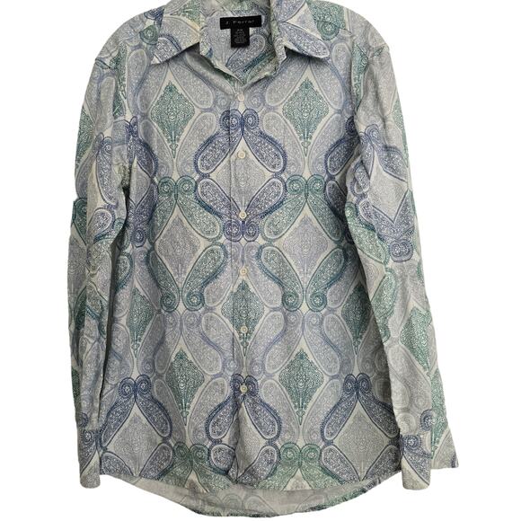 J.Ferrar Other - Men's J. Ferrar Floral Paisley Print Long Sleeve Button Down Dress Shirt Size M
